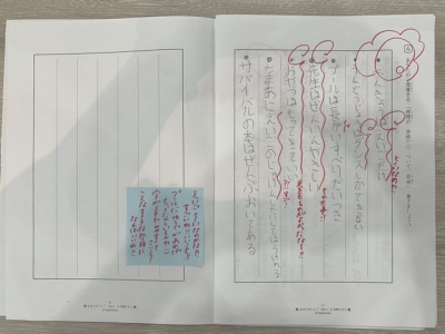 ▲書き方にも個性があります。これを全否定するのではなく、こちらも少しずつ修正してあげることが大切です。